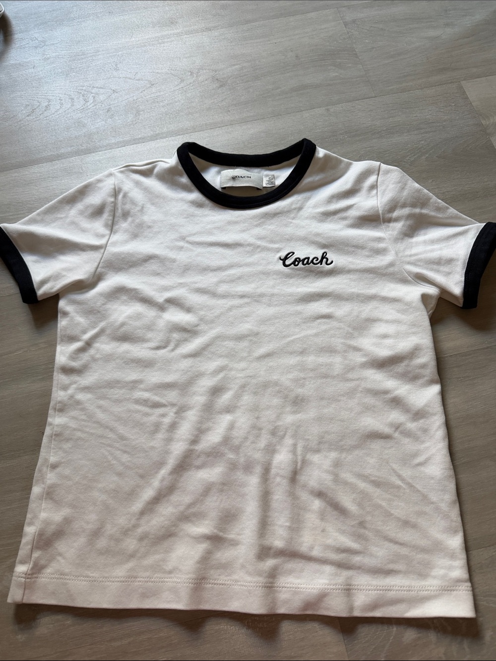 Coach White Short-Sleeve Ringer Tee with Black Trim size XS